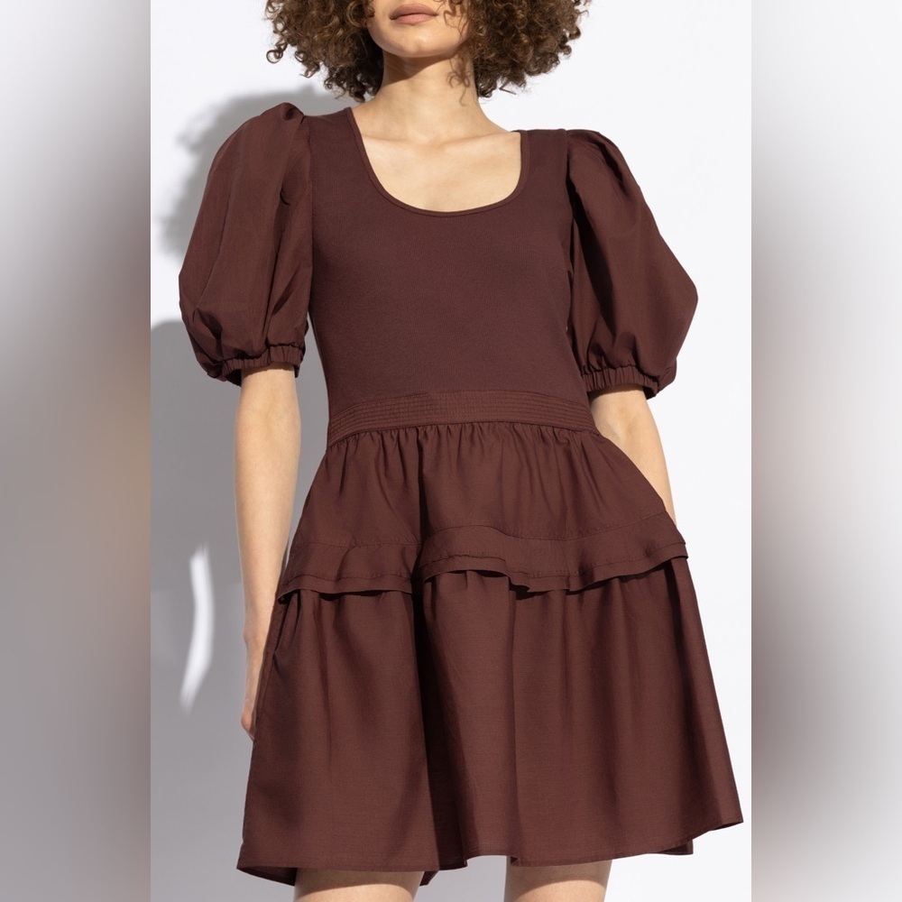 NWT Ulla Johnson Tilda Mixed Media Women’s Brown Minidress Small - Picture 6 of 8